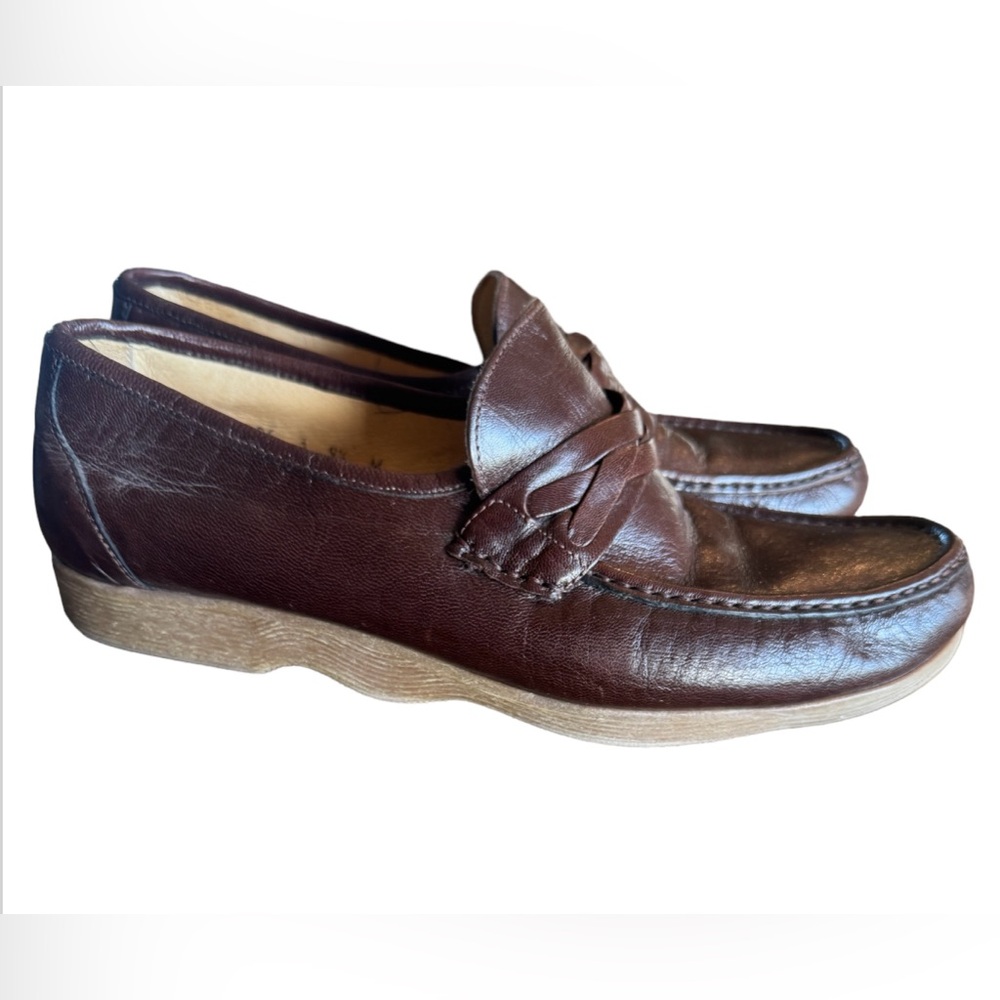 Men’s Vintage Famolare made in Italy‎ leather loafer wave rubber sole